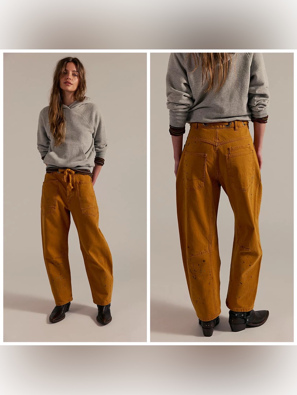 Free People Moxie Pull On Barrel Jeans Tangerine Peel Orange Size 27 - Picture 1 of 5